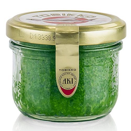 AKI Original Tobiko - Fliegender Fisch-Rogen, Grün, Mit Wasabi, 90g. von AKI