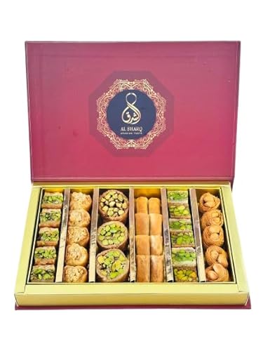 Baklava 450g,29 Stück I Baklava-Sortiment mit Pistazien, Erste Klasse Mediterranes Baklava, Baklava mit Nüssen, Pistazien Und Cashewnüssen I Elegante Geschenkverpackung I Ohne Konservierungsstoffe, oh von AL SHARQ ARABIAN TASTE