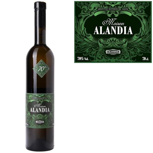 Absinth Maison ALANDIA | Premium Absinth aus Deutschland | Traditionelle Rezeptur | Mit 16 Kräutern destilliert | 70% Vol. | Handverkorkte Flasche | (1x 0,7 l) von ALANDIA