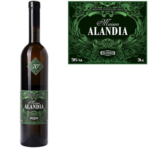 Absinth Maison ALANDIA | Premium Absinth aus Deutschland | Traditionelle Rezeptur | Mit 16 Kräutern destilliert | 70% Vol. | Handverkorkte Flasche | (1x 0,7 l) von ALANDIA