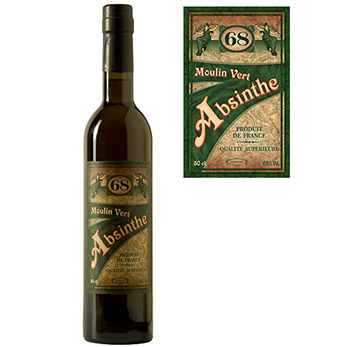 Absinth Moulin Vert aus Frankreich | Original Rezeptur | 68% Vol. | Premium Qualität mit Weinalkohol destilliert | (1x 0,5 l) von ALANDIA