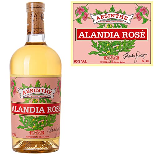 Absinth ALANDIA Rosé | Mit Hibiskusblüten natürlich gefärbt (ohne Farbstoff) | Traditionelles Rezept aus dem 19. Jh. | 60% Vol. | (1x 0.5 l) von ALANDIA