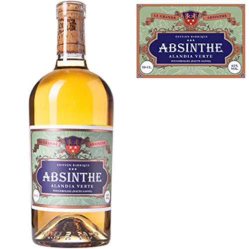 Absinth ALANDIA Verte Édition Barrique | 15 Monate fassgelagert im frz. Eichenfass | Komplex im Geschmack | 65% Vol. | (1x 0,5 l) von ALANDIA