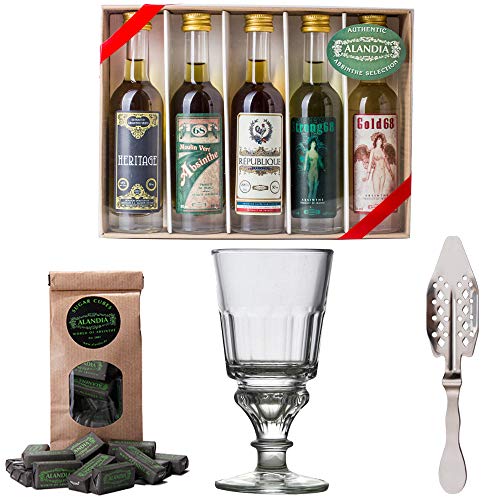 Absinth Starter Set von ALANDIA | Komplett mit 5x original Absinth | 1x Absinth Glas | 1x Absinth Löffel | 1x Zuckerwürfel | Auch super als Geschenk 0,25 l Absinth Starter Set von ALANDIA | Komplett mit 5x original Absinth | 1x Absinth Glas | 1x Absinth Löffel | 1x Zuckerwürfel | Auch super als Geschenk 0,25 l von ALANDIA