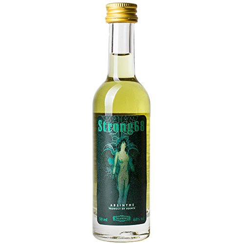 Absinth Strong68 Mini Miniatur Flasche | Das Original | Mit Wermut Thujon | Ohne Farbstoff | (1 x 50 ml) von ALANDIA