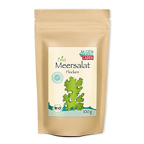 ALGENLADEN BIO Meersalat Flakes - 100g | Meerlattich | Grünalgen aus dem Atlantik | Rohkost | Vegan von ALGEN LADEN