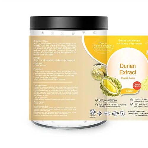 Für Suppe, Smoothies, Kaffee, Getränke, Gebäck – Durian-Extrakt (Durio) Pulver 100 g rein 100 % natürlich ohne Zusatzstoffe von ALIBOOSTER