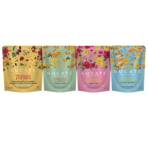 Packung mit 4 Kräuter-, Blumen-, Trockenfrüchte- und Kandiszucker-Tees - insgesamt 31 Beutel - Detox Longan, Ingwer, Honig, Rose, Chrysantheme, Goji, Datteln, Brombeeren, Rosinen Packung mit 4 Kräuter-, Blumen-, Trockenfrüchte- und Kandiszucker-Tees - insgesamt 31 Beutel - Detox Longan, Ingwer, Honig, Rose, Chrysantheme, Goji, Datteln, Brombeeren, Rosinen von ALIBOOSTER