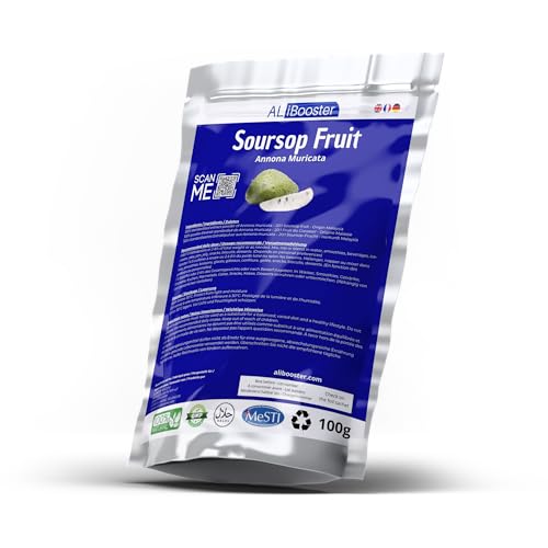 Standardisiertes Extrakt der Frucht der Graviola (Annona muricata) - 100g Pulver 100% natürlich ohne Zusatzstoffe - Für Suppen, Smoothies, Kaffee, Getränke, Backwaren von ALIBOOSTER