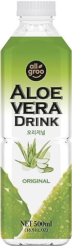 Allgroo Aloe Vera Drink - Erfrischendes Aloe-Vera-Getränk - Geschmacksrichtung: Pur mit Honig verfeinert und Fruchtfleisch - Einwegpfand, Vorteilspack (12 x 500 ml) von Allgroo