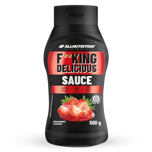 ALLNUTRITION Fitking Delicious Sauce ohne Zuckerzusatz Kalorienarm- Cremig Aromatisch mit Maltit Gesüßt 1 Flasche x 500 g Erdbeere von ALLNUTRITION