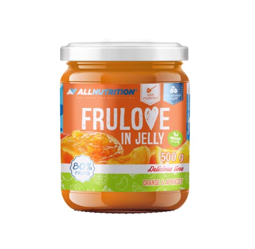 ALLNUTRITION Frulove In Jelly Apricot & Orange - Zuckerfreie Marmelade - Marmelade ohne Zucker - 80% Jelly Fruit Kalorienarme Süßigkeiten - Fruchtaufstrich ohne Zucker - Brotaufstrich Vegan - 500g von ALLNUTRITION