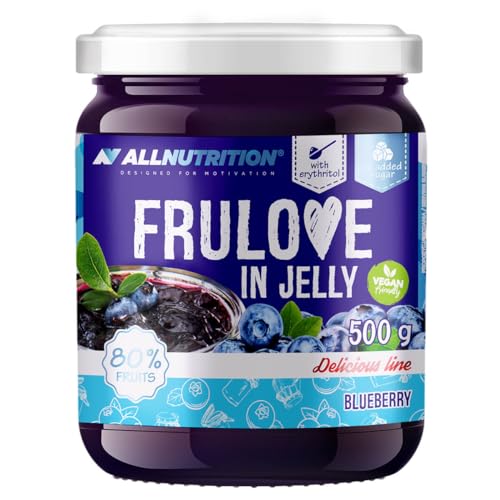 ALLNUTRITION Frulove In Jelly Blueberry - Zuckerfreie Marmelade - Marmelade ohne Zucker - 80% Jelly Fruit Kalorienarme Süßigkeiten - Fruchtaufstrich ohne Zucker - Brotaufstrich Vegan - 500g von ALLNUTRITION