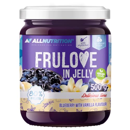 ALLNUTRITION Frulove In Jelly Blueberry & Vanilla - Zuckerfreie Marmelade - Marmelade ohne Zucker - 80% Jelly Fruit Kalorienarme Süßigkeiten - Fruchtaufstrich ohne Zucker - Brotaufstrich Vegan - 500g von ALLNUTRITION