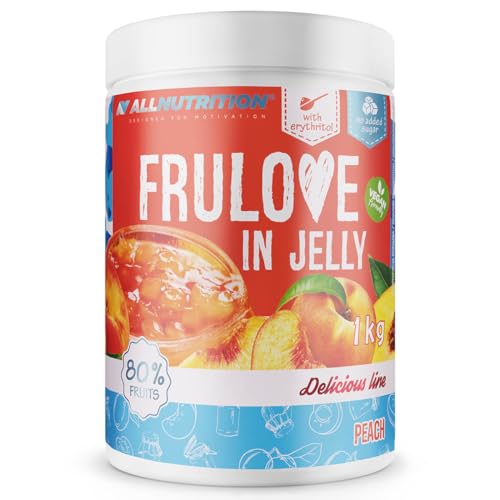 ALLNUTRITION Frulove In Jelly Peach - Zuckerfreie Marmelade - Marmelade ohne Zucker - 80% Jelly Fruit Kalorienarme Süßigkeiten - Fruchtaufstrich ohne Zucker - Brotaufstrich Vegan - 1000g von ALLNUTRITION