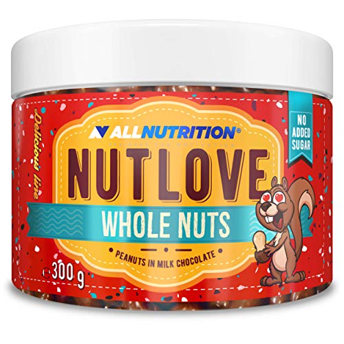 ALLNUTRITION Nutlove Whole Nuts - Erdnüsse in Vollmilchschokolade - Zuckerfreie Schokolade - Schokolade ohne Zuckerzusatz - Kalorienarme Süßigkeiten - Gesunder Snack - 300g von ALLNUTRITION