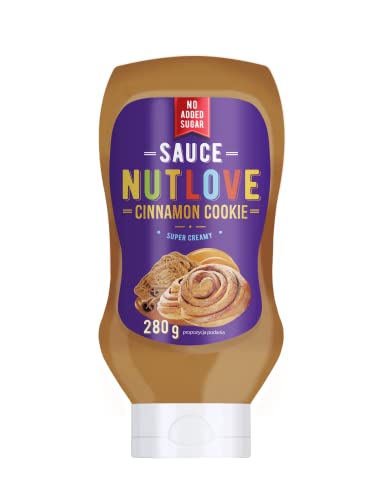 ALLNUTRITION Nutlove Cinnamon Cookie Sauce - Zuckerfreier süßer Sirup für Desserts, Pfannkuchen - mit Keksstückchen - Fettfreie Cremige Sauce - Kalorienarme Süßigkeiten - 280g von ALLNUTRITION