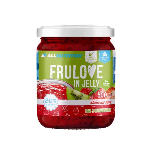 ALLNUTRITION Zuckerfreie Marmelade - Frulove In Jelly Kiwi & Strawberry - Low Carb Früchte in Gelee - 80% Fruchtgelee Kalorienarmer Aufstrich - Zuckerfreie Marmelade - Veganerfreundlich - 500g von ALLNUTRITION
