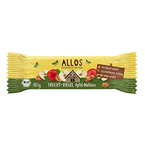 ALLOS Bio Fruchtriegel, Apfel Walnuss, 40g (12er Pack) von Allos