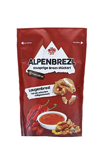 Alpenbrezl Chili, Brezel Snack, 27er Pack (27 x 85 g) von ALPENBREZL knusprige Brezn Stückerl
