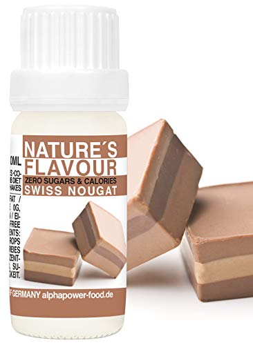 Flavour Drops Schweizer NOUGAT, Flavdrops I 100% natürliches Lebensmittel Aroma I Geschmackstropfen ohne Kalorien & Zucker I Backaromen, Geschmack für Wasser, Quark von ALPHAPOWER FOOD