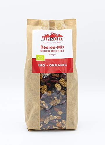 AlpinoFit Premium Bio Beeren Mix mit Cranberries, Maulbeeren, Physalis und Blaubeeren 400g von ALPiNOFiT EAT WELL, LIVE Well