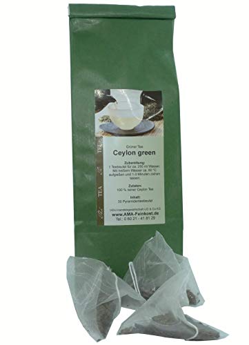 Ceylon green beste GP1 Qualität 30 Pyramidenteebeutel grüner Tee 100 % Ceylon Tee im Pyramidenbeutel frisch von der Plantage von AMA-Feinkost
