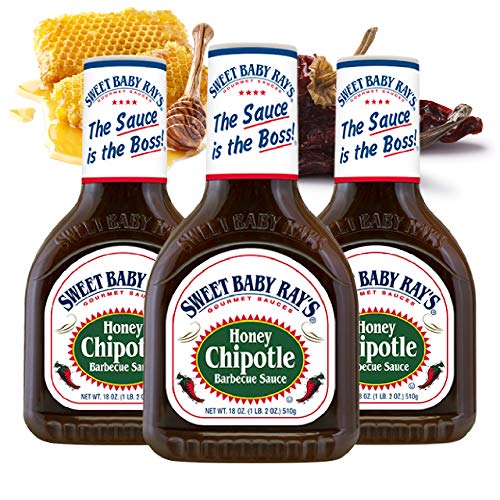 SWEET BABY RAY'S® | BBQ Sauce [HONEY CHIPOTLE] | 3er Pack (3 x 18 OZ, 425ml) Original amerikanische Barbecue Sauce | USA Grillsauce mit rauchigem, smoke Geschmack von AMERICANFOOD4U