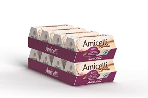 Amicelli 8 x 200 g, knusprige Schokoröllchen mit Haselnusscreme im 8er Pack, köstliche Waffelröllchen mit cremigem Kern und knackiger Schokoladenhülle aus hochwertigem Kakao von AMICELLI