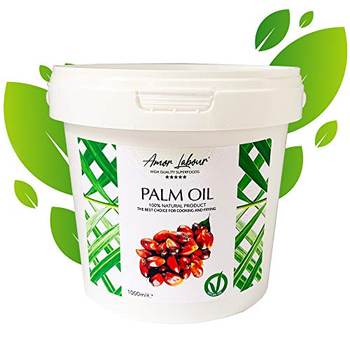 Amor Labour Palmöl | Palm Oil | Palmfett | Vitamin E | vegan | glutenfrei | raffiniert | perfekt geeignet zum Frittieren und Kochen | DIY Natürliche Seife und Kosmetik 1000ml von FruttaMax
