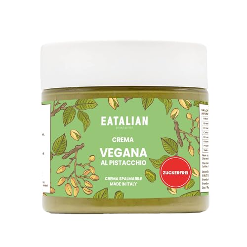 EATALIAN BY AMZ BETTER Vegane Pistaziencreme Ohne Zucker, Streichfähige Vegane Creme Ohne Zucker, Ideal auf Brot, Perfekt mit Eis und für Dubai Chocolate, 200g Made in Italy von AMZ BETTER