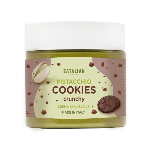 EATALIAN by AMZ BETTER Pistaziencreme mit Süßem und Knusprigem Keks, Köstliche streichfähige Creme mit Einzigartigem Geschmack, Ideal auf Brot, mit Eis und für Dubai Chocolate, 200g Made in Italy von AMZ BETTER