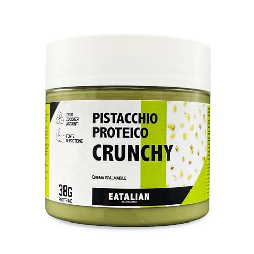 EATALIAN by AMZ BETTER Protein Pistaziencreme CRUNCHY 200 gr, Streichcreme mit Pistazienkörnern, süßer Geschmack, ideal auf Brot, zum Füllen von Süßigkeiten, Eis, Kuchen, Made in Italy von AMZ BETTER