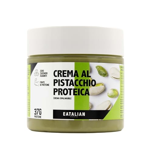 EATALIAN by AMZ BETTER Protein-Pistazienmus 200 Gramm, Sizilianische Natürliche Streichfähige Pistazien-Creme, Made in Italy, Süßer Geschmack Ideal auf Brot und zum Füllen von Desserts von AMZ BETTER