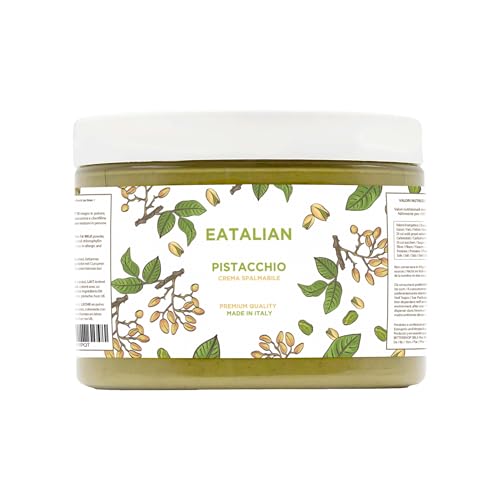 EATALIAN by AMZ BETTER Pistaziencreme, Köstliche streichfähige Creme mit Süßem und Einzigartigem Geschmack, Ideal auf Brot, Perfekt mit Eis, Hervorragend für Dubai Chocolate, 500 gr Made in Italy von AMZ BETTER