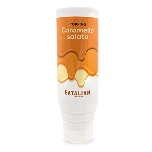 EATALIAN by AMZ BETTER Topping mit Gesalzenes Karamell Geschmack, Süße Protein Creme aus Squeezer von 300gr, Made in Italy, Salted Caramel Sauce ideal zum Garnieren von Eis, Süßigkeiten und Desserts von AMZ BETTER