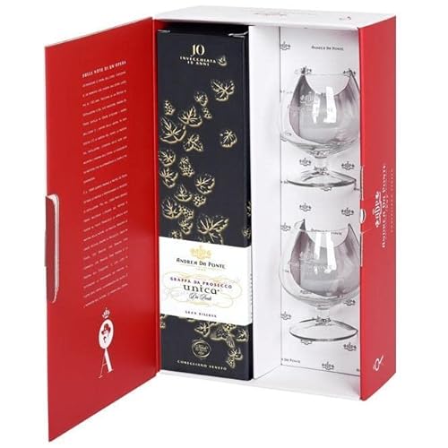GRAPPA DI PROSECCO UNICA 10 ANNI + 2 BICCHIERI + GESCHENKPACKAGE L von Andrea da Ponte