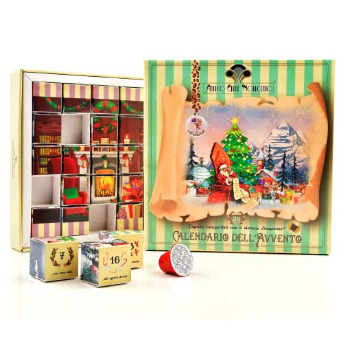 Antico Caffè Novecento® | Adventskalender für Erwachsene mit 25 Nespresso® Alabaster-kompatiblen Kaffeekapseln | Adventskalender Weihnachten | Adventskalender für Erwachsene (125 Gr) von ANTICO CAFFE' NOVECENTO
