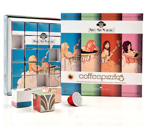 Antico Caffè Novecento® | Italienische Espresso-Kaffeepuzzles | 25 Nespresso-kompatible Kapseln | Sortierte Kaffee 4 Mischungen | Geschenk-Kaffeemischung (125 Gr) | Feiner Kaffee von ANTICO CAFFE' NOVECENTO