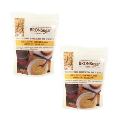 Bronsugar® | Rohrohrzucker | Brauner Zucker Qualität Demerara Malawi | Golden Crystals Lakritzgeschmack – 2 Beutel x 400 g von ANTICO CAFFE' NOVECENTO
