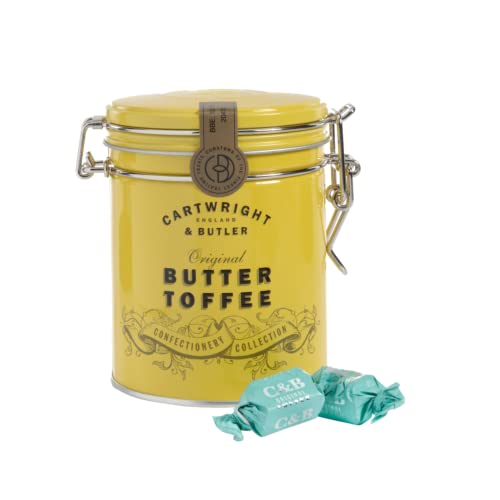 Cartwright & Butler | Buttertoffee Bonbons | Dose englische Toffee-Bonbons | Butter Toffee Metallbehälter - 130 gr. | Weiche Toffee-Bonbons | Gesalzener Karamell-Toffee von ANTICO CAFFE' NOVECENTO