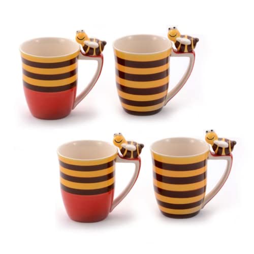 ChaCult | Dekorierte Keramiktassen | 4 Aufgussbecher mit Bienendekor | Küchenbecher | Bedruckte Frühstückstassen | Tasse Große Tasse | Set 4 Keramiktassen ChaCult | Dekorierte Keramiktassen | 4 Aufgussbecher mit Bienendekor | Küchenbecher | Bedruckte Frühstückstassen | Tasse Große Tasse | Set 4 Keramiktassen von ANTICO CAFFE' NOVECENTO