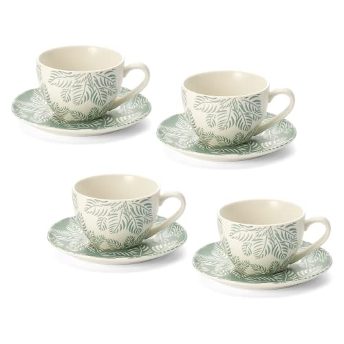 ChaCult | Verzierte Porzellantassen | 4 Aufgussbecher mit Blumendekor | Küchenbecher | Bedruckte Teetassen | Große Tasse mit Teller | Servieren Sie 4 Porzellantassen ChaCult | Verzierte Porzellantassen | 4 Aufgussbecher mit Blumendekor | Küchenbecher | Bedruckte Teetassen | Große Tasse mit Teller | Servieren Sie 4 Porzellantassen von ANTICO CAFFE' NOVECENTO