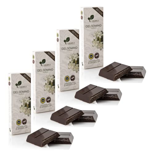 Ciokarrua | Modica Jasmin Schokolade | Modica Rohschokolade IGP | Laktosefreie Schokoladentafel | 4 handwerkliche Schokoladentafeln - 400 Gr von ANTICO CAFFE' NOVECENTO