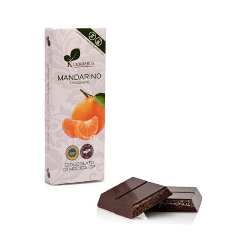 Ciokarrua | Modica Mandarinenschokolade | Modica Rohverarbeitete Schokolade g.g.A. | Laktosefreier Schokoriegel | 1 Mandarinentablette - 100 Gr. von ANTICO CAFFE' NOVECENTO