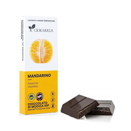 Ciokarrua | Modica Mandarinenschokolade | Modica Rohverarbeitete Schokolade g.g.A. | Laktosefreier Schokoriegel | 1 Mandarinentablette - 100 Gr. von ANTICO CAFFE' NOVECENTO