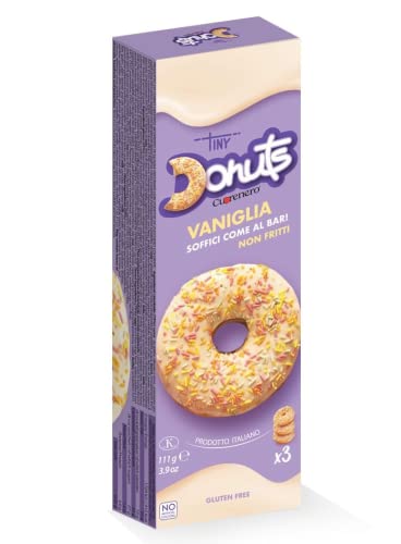 Cuorenero 3 Donuts Vanillegeschmack | Nicht gebratene Donuts glutenfrei im Fall | Donuts mit Vanillegeschmack | Vanille-Snack - 111 Gramm von ANTICO CAFFE' NOVECENTO