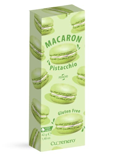 Cuorenero 3 Macaron Pistaziengeschmack | Glutenfreies Macaron im Koffer | Pistazien-Macaron-Geschmack | Pistazien-Sahne-Kekse - 42 Gramm von ANTICO CAFFE' NOVECENTO