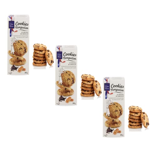 Filet Bleu | 3 Blister Kekse Nougat und Schokolade | Shortbread mit Haselnussgeschmack | Französische Kekse Kekse in Box - 600 Gr | 36 Nougatine-Plätzchen von ANTICO CAFFE' NOVECENTO