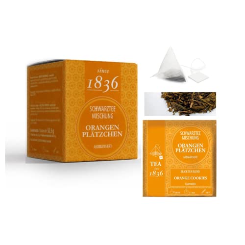 Tee seit 1836 | Schwarz-Orangen-Tee | Schwarztee-Aufguss mit Apfel, Zimt, Kardamom und Orange | Tisane Taste Orange Keks - 15 Pyramiden - 52,5 Gr von ANTICO CAFFE' NOVECENTO